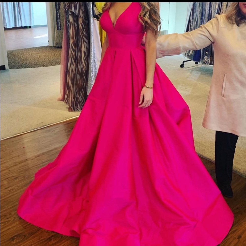 Tarik Ediz pink prom dress